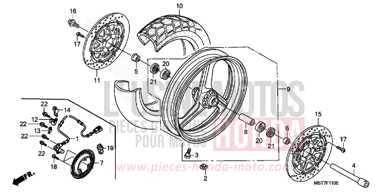 FRONT WHEEL for Varadero ABS BLOOM RED METALLIC (R319) from 2007